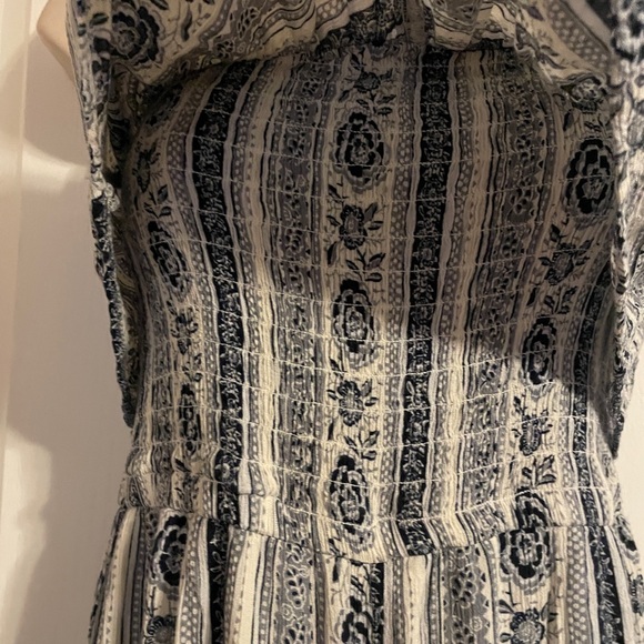 American Eagle Blue Floral Strapless Jumpsuit Sz M Beach Boho Party - Picture 6 of 9